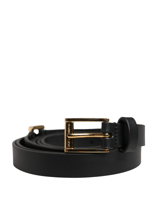 Men Black Leather Classic Metal Buckle Belt
