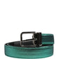 Men Green Lurex Polyester Metal Buckle Belt