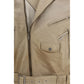 Beige Buffalo Leather Biker Jacket