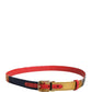 Multicolor Floral Jacquard Metal Buckle Belt