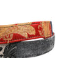 Multicolor Floral Jacquard Metal Buckle Belt