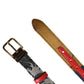 Multicolor Floral Jacquard Metal Buckle Belt