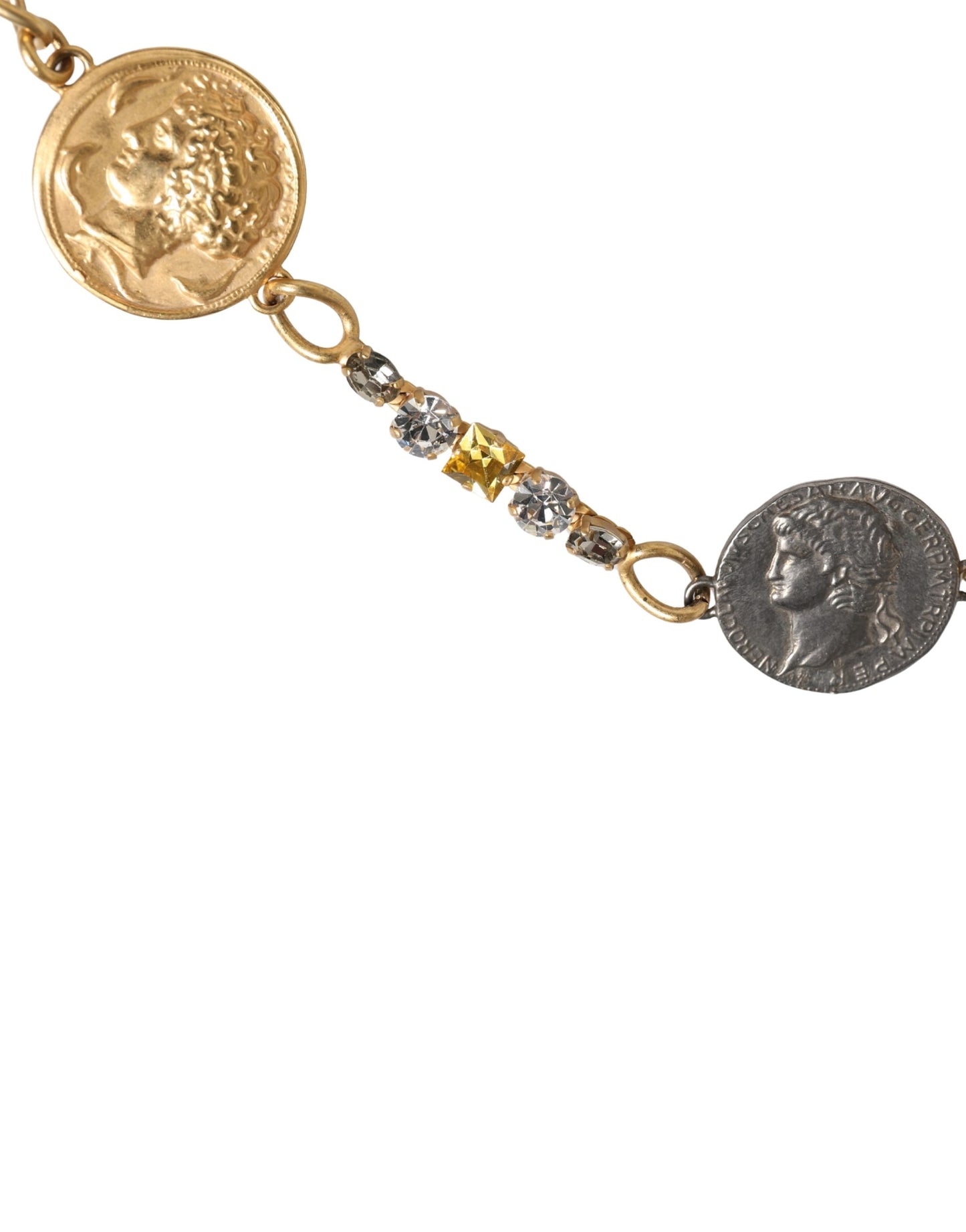 Gold Brass Chain Coin Embellished Metal Buckle Belt