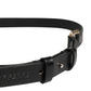 Black Leather Thin Gold Metal Brass Buckle Waist Belt