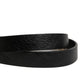Black Leather Thin Gold Metal Brass Buckle Waist Belt