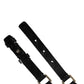 Black Leather Thin Gold Metal Brass Buckle Waist Belt
