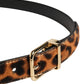 Brown Calf Fur Leopard Metal Buckle Belt