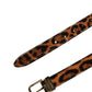 Brown Calf Fur Leopard Metal Buckle Belt