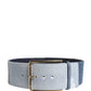 Blue Two Tone Denim Gold Metal Buckle Belt