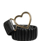 Black Leather Gold Heart Metal Buckle Belt