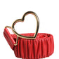 Red Leather Gold Heart Metal Buckle Belt