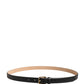Black Classic Leather Gold Metal Buckle Belt