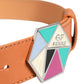 Orange Leather Hexagon Metal Buckle Waist Women Belt