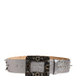Silver Leather Crystal Metal Buckle Belt