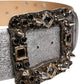 Silver Leather Crystal Metal Buckle Belt