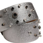 Silver Leather Crystal Metal Buckle Belt