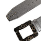 Silver Leather Crystal Metal Buckle Belt