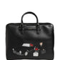Black Car Man Applique Leather Weekender Borse Bag