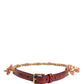 Red Leather Daisy Crystal Embellished Waist Belt