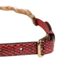 Red Leather Daisy Crystal Embellished Waist Belt