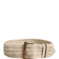 Beige Woven Vintage Metal Buckle Waist Belt