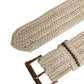 Beige Woven Vintage Metal Buckle Waist Belt