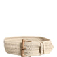 Beige Woven Vintage Metal Buckle Waist Belt