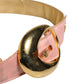 Pink Satin Leather Oval Metal Buckle Belt