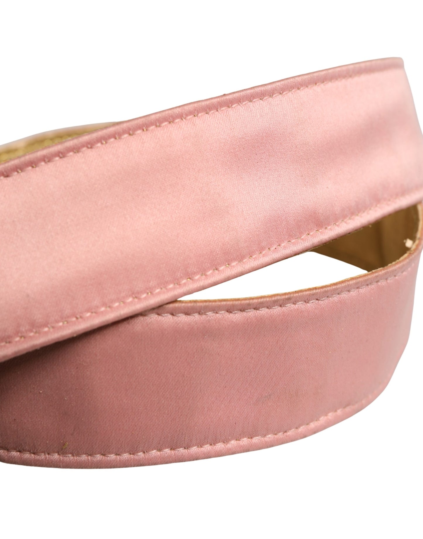 Pink Satin Leather Oval Metal Buckle Belt