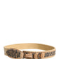Beige Canvas Embellished Metal Buckle Belt