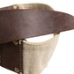 Beige Brown Leather Canvas Metal Buckle Belt