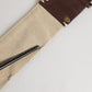 Beige Brown Leather Canvas Metal Buckle Belt