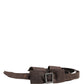 Dark Brown Wool Bow Embellished Buckle Belt