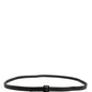 Black Leather Square Metal Buckle Waist Belt