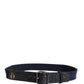 Dark Blue Canvas Silver Metal Buckle Belt