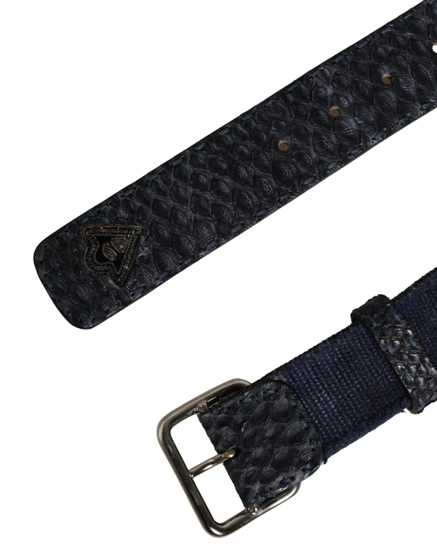 Dark Blue Canvas Silver Metal Buckle Belt