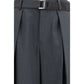 Gray Polyester Casual Pants
