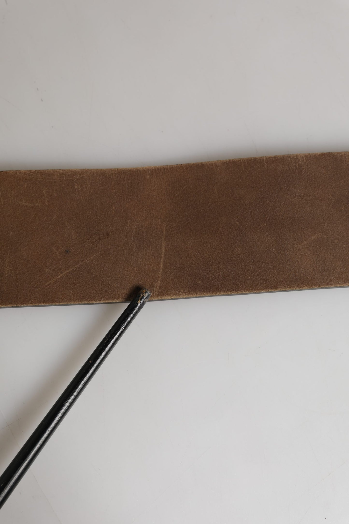 Brown Leather Wide Gold Metal Buckle Belt