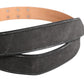 Black Leather Cotton Logo Metal Buckle Belt