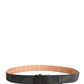 Black Wool Cotton Logo Metal Buckle Belt