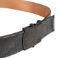 Black Wool Cotton Logo Metal Buckle Belt
