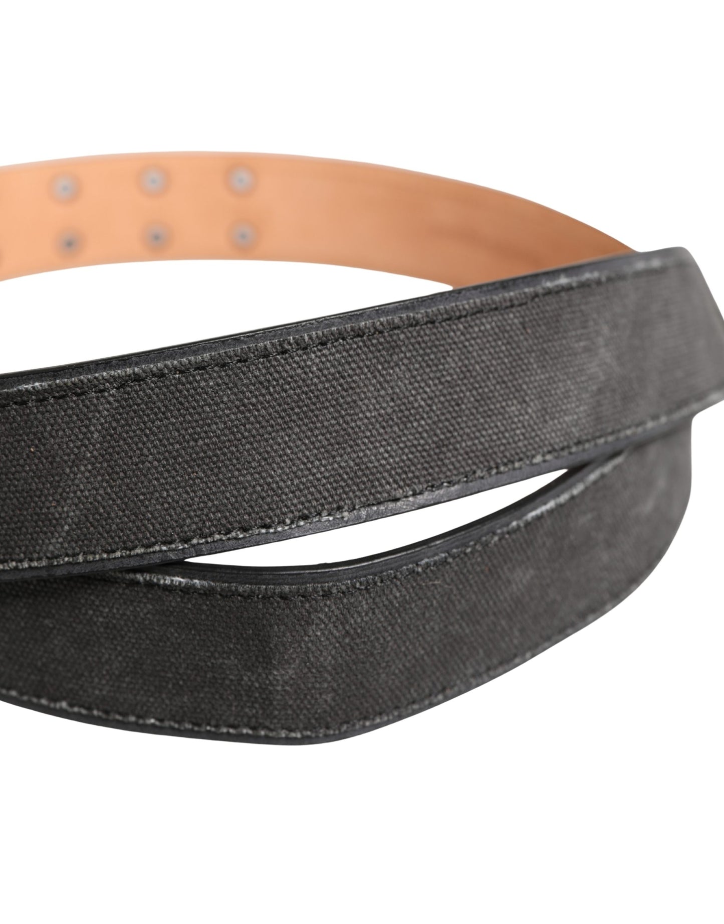 Black Wool Cotton Logo Metal Buckle Belt