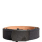 Black Wool Cotton Logo Metal Buckle Belt