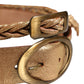 Brown Leather Braided Metal Buckle Belt