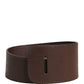 Brown Genuine Leather Logo Wide Waist Women Belt