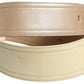 Beige Leather Logo Wide Waist Women Square Buckle Belt