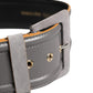 Gray Genuine Leather Square Silver Metal Buckle Belt