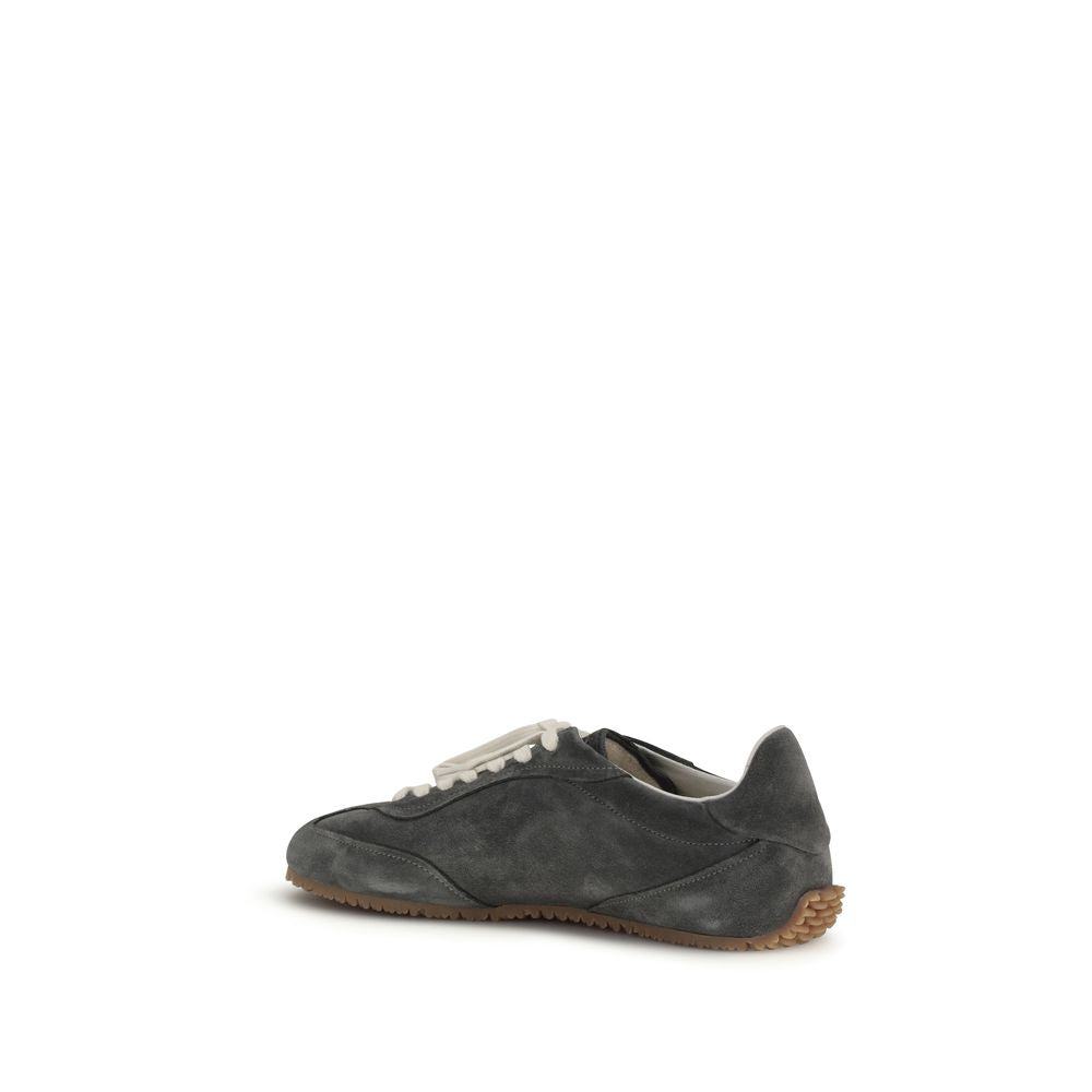 Gray Calf Leather Bos Taurus Low Top Sneakers
