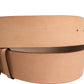 Beige Genuine Leather Wide Waist Metal Buckle Belt
