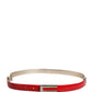 Red Glossy Leather Metal Buckle Belt